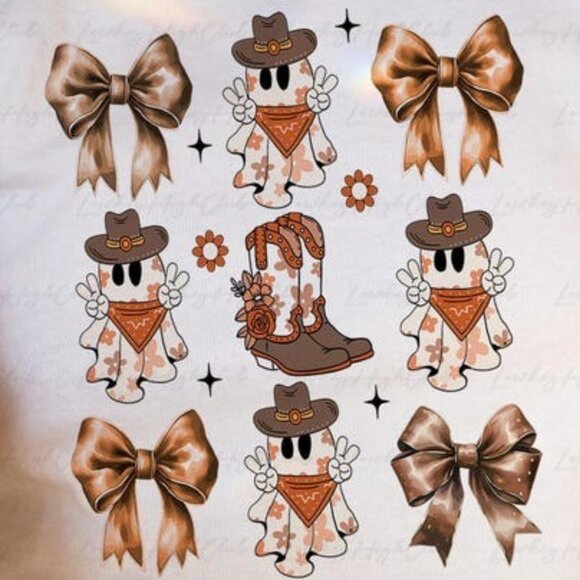 Western Cowgirl Halloween Unisex Tee, Halloween Cowboy Ghost T-shirt - Picture 2 of 5